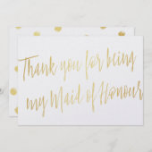 Gold Chic "Bedankt dat je mijn bruidsmeisje bent" Bedankkaart (Voorkant / Achterkant)