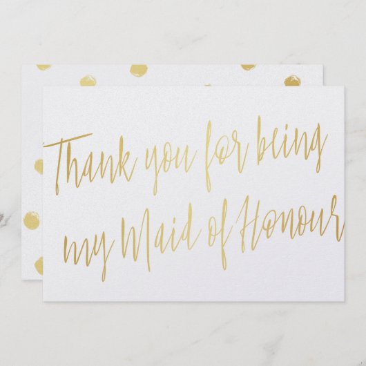 Gold Chic "Bedankt dat je mijn bruidsmeisje bent" Bedankkaart (Voorkant / Achterkant)