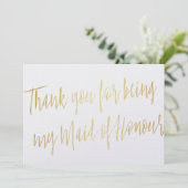 Gold Chic "Bedankt dat je mijn bruidsmeisje bent" Bedankkaart (Staand voorkant)