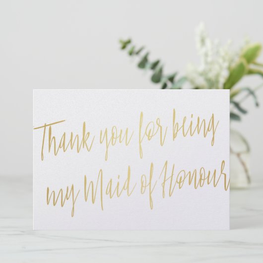 Gold Chic "Bedankt dat je mijn bruidsmeisje bent" Bedankkaart (Staand voorkant)