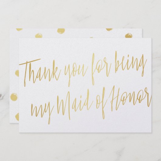 Gold Chic "Bedankt dat je mijn bruidsmeisje bent" Bedankkaart (Voorkant / Achterkant)
