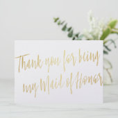 Gold Chic "Bedankt dat je mijn bruidsmeisje bent" Bedankkaart (Staand voorkant)