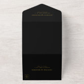Gold Chic Calligraphy Black Classy Elegant Wedding All In One Uitnodiging (Buitenkant)