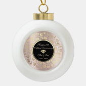 Gold Chic Floral Swirl 50th Wedding Jubileum Keramische Bal Ornament (Voorkant)