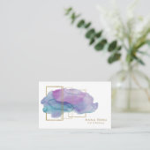 *~* Gold Chic Geometric Magenta Paarse Waterverf Visitekaartje (Staand voorkant)