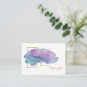 *~* Gold Chic Geometric Paarse Magenta Waterverf Visitekaartje (Staand voorkant)