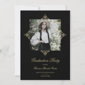Gold Chic Lace Romantic Photo Graduation Party Kaart (Voorkant)
