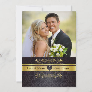Gold Chic Photo Holiday Card Feestdagenkaart
