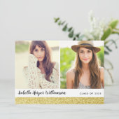 Gold Chic Sparkles 2 Afstudeerder Foto's Gradupart Kaart (Staand voorkant)