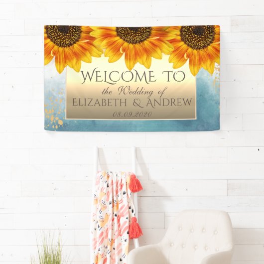 Gold Chic Sunflower Wedding Banner (Insitu)