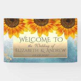 Gold Chic Sunflower Wedding Banner