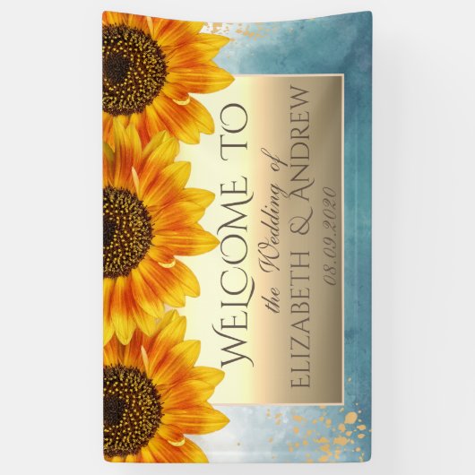 Gold Chic Sunflower Wedding Banner (Verticaal)