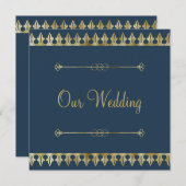 Gold Chic Wedding Uitnodiging (Voorkant / Achterkant)