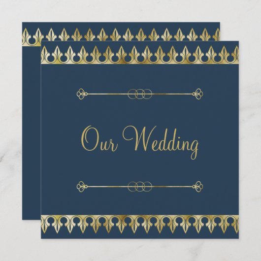 Gold Chic Wedding Uitnodiging (Voorkant / Achterkant)