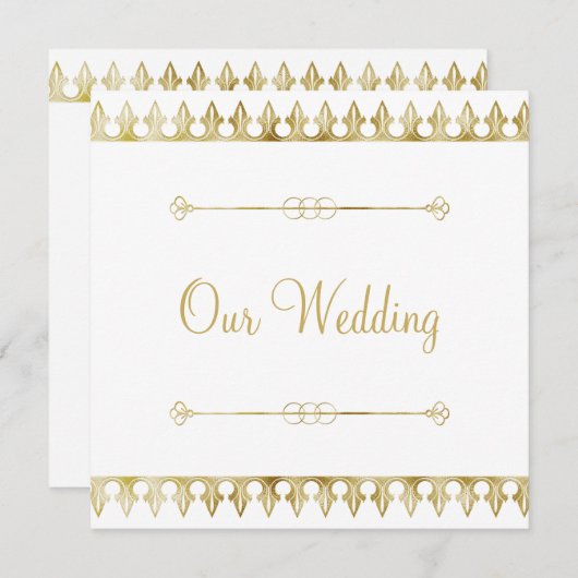 Gold Chic Wedding Uitnodiging (Voorkant / Achterkant)