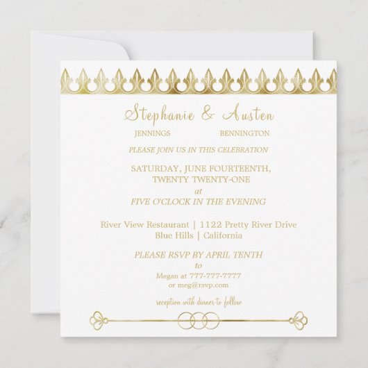 Gold Chic Wedding Uitnodiging (Achterkant)