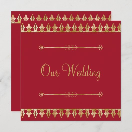 Gold Chic Wedding Uitnodiging (Voorkant / Achterkant)