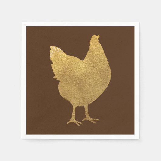 Gold Chicken Silhouette Servet (Voorkant)