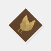 Gold Chicken Silhouette Servet (Hoek)