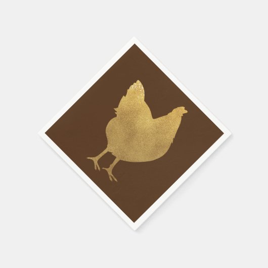Gold Chicken Silhouette Servet (Hoek)