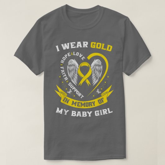 Gold Childhood Cancer Awareness Daughter Baby Girl T-shirt (Design voorkant)