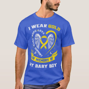 Gold Childhood Cancer Awareness Son Baby Boy in Me T-shirt