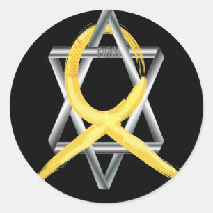 Gold Childhood Cancer Ribbon Star van David Ronde Sticker