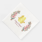 Gold Chinese bruiloft met dubbel geluk floral Clas Servet (Hoek)