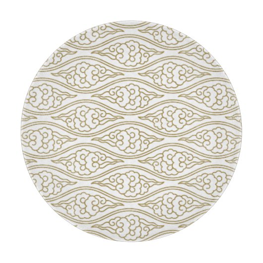 Gold Chinese Clouds Pattern Glass Cutting Board Snijplank (Voorkant)