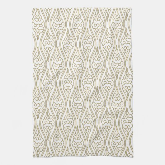 Gold Chinese Clouds Pattern Kitchen Towel Theedoek (Verticaal)