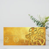 Gold Chinese Dog Papercut 2018 Golden Flat Kaart (Staand voorkant)