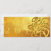 Gold Chinese Dog Papercut 2018 Golden Flat Kaart (Voorkant)