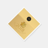 Gold Chinese Dog Papercut 2018 Monogram P Napkin Servet (Hoek)