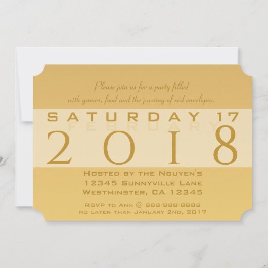 Gold Chinese Dog Papercut 2018 Monogram Uitnodigin Kaart (Achterkant)