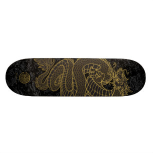 Gold Chinese draak op zwart Persoonlijk Skateboard
