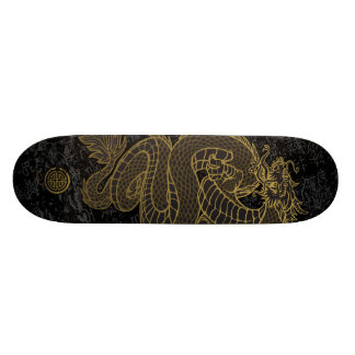 Gold Chinese draak op zwart Persoonlijk Skateboard