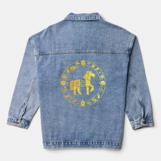 Gold Chinese new year 2026 Denim Jacket (Achterkant)