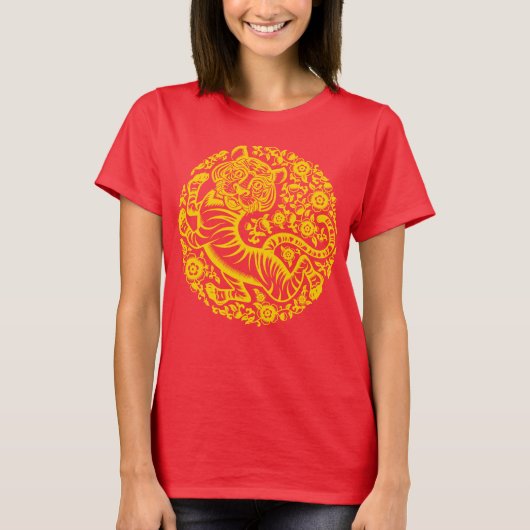 Gold Chinese New Year Tiger T-Shirt (Voorkant)