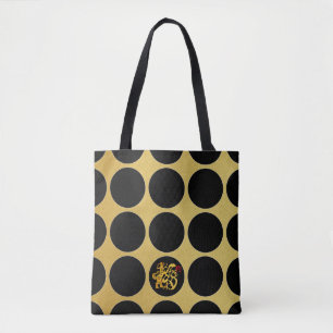 Gold Chinese Papercut Black Stippen G Canvas tas