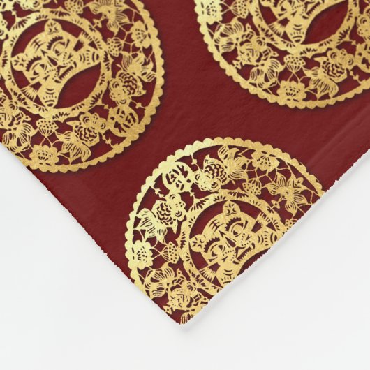 Gold Chinese papiersnij-Jaar kiezen kleur FB6 Fleece Deken (Hoek)