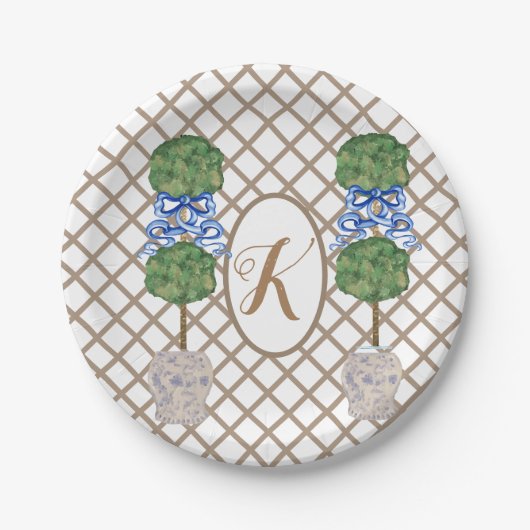 Gold Chinoiserie Ginger Jar Jars Topiary Basket Papieren Bordje (Voorkant)