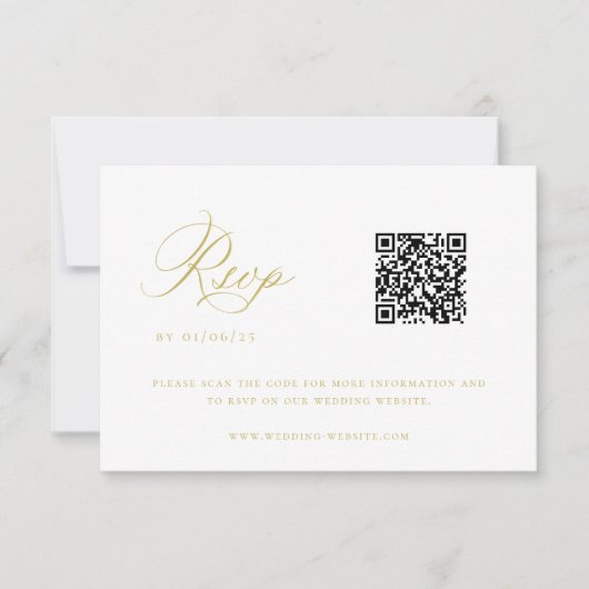 Gold Chinoiserie Wedding QR Code RSVP Kaartje (Voorkant)