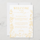 Gold Chinoiserie Welkomstbrief en reisroute Kaart (Voorkant)