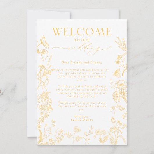 Gold Chinoiserie Welkomstbrief en reisroute Kaart (Voorkant)