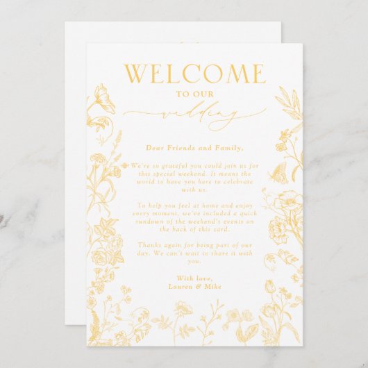 Gold Chinoiserie Welkomstbrief en reisroute Kaart (Voorkant / Achterkant)