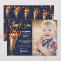 Gold Chocolate Ice Cream Birthday Navy Blue Photo