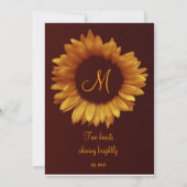 Gold Chocolate Sunflower Weddenschap Premium Metal Kaart (Achterkant)