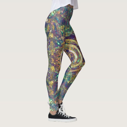 Gold Choku Rei Symbol en Reiki Precepts Leggings (Rechts)