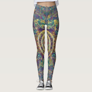 Gold Choku Rei Symbol en Reiki Precepts Leggings
