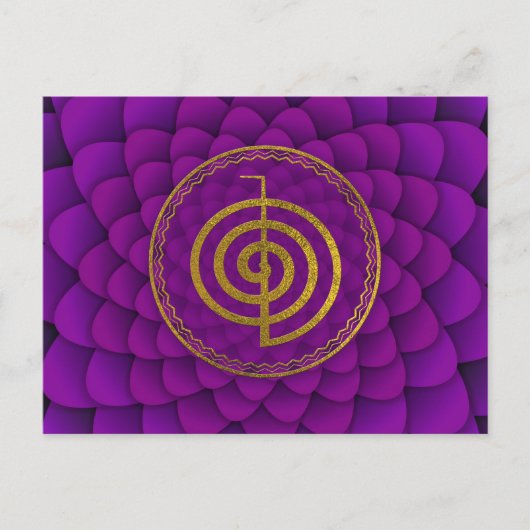 Gold Choku Rei-symbool op lotus Briefkaart (Voorkant)